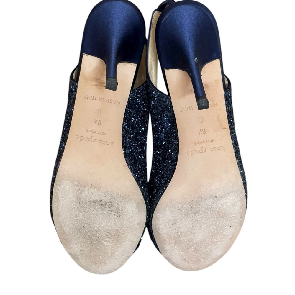 Kate Spade"Charm" Blue Glitter Slingback Bow Peep Toe Pumps
Heels Size 8.5B - Picture 14 of 14